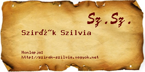 Szirák Szilvia névjegykártya